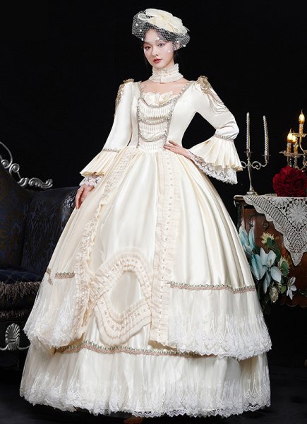 White Drama Stage Costumes Princess Masquerade Adult Ceremony Party Dresses