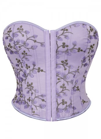 Violet Embroidery Short Overbust Corset Top
