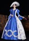 Blue Printed Long Flare Sleeve Floor Length Masquerade Ball Dress 2