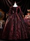Renaissance Burgundy Floral Marie Antoinette Ball Gown Dress 3