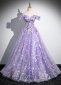 Purple Off Shoulder Neck Party Formal Dress 4