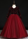 Girls New Year's Celebrations Long Sleeve Party Sequin Tulle Formal Dresses