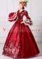 Red Long Flare Sleeves Vintage Lace Floral Wedding Masquerade Ball Gown Dress 2