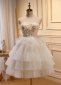 Tiered Tulle Sweetheart Corset Short Party Dress with Appliques Ruffles