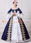 Navy Blue Long Flare Sleeves Vintage Lace Floral Wedding Ball Gown Theater Dress