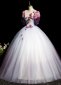 Embroidery Tulle Long Prom Ball Gown Dress With Flower 1