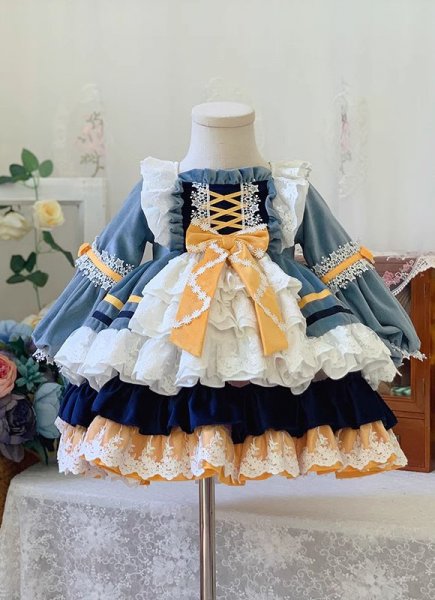 Children A-line Velvet fluffy Lolita Dress for Girls