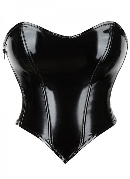 Black PVC Classic Overbust Corset Top
