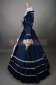 Dark Blue Long Sleeve Bow Renaissance Gothic Victorian Ball Gown Dress 2