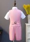 Pink 4 Pieces Set Vest Shorts Shirt and Bow Tie 4
