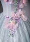 Applique Flower Glitter Tulle Long Prom Dress 2