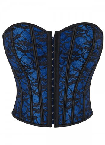Blue Lace Hook And Eye Short Corset