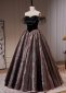 Black Off The Shoulder Beading A Line Tulle Long Prom Formal Dresses