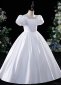 White Girls Satin Wedding Formal Ball Gown 2