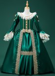Girls Masquerade Cosplay Ballgown Christmas Green Satin Dress For Child