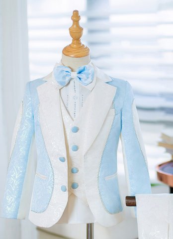 Children Piano Host Suit Gown Boys 5 Piece Slim Fit Suits for Kids Formal Ring Bearer Suits