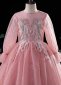 Girls Pink Long Sleeve Sequin Tulle Wedding Christmas Dresses 6