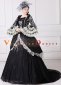 Black Long Flare Sleeves Retro Lace Floral Masquerade Ball Gown Theater Costume 3