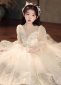 Children White Long Sleeve Sequin Wedding Engagement Formal Dress 3