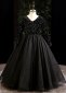 Girls New Years Celebrations Long Sleeve Party Sequin Tulle Formal Dresses Black