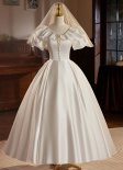 Custom Made 1950s Princess White Satin Lace Short Prom Dresses