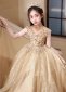 Champagne Girls Queen High Neck Formal Dress 3