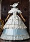 Light Blue Jacquard Embroidery Short Sleeve Off the Shoulder Lace Masquerade Ball Gown