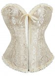 Front Zip Brocade Jacquard Bow Overbust Corset