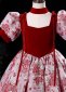Vintage Girls Velvet Jacquard Red Masquerades Dresses 4