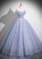 Pink Off Shoulder Tulle Long Formal Dress 2