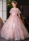 Kids Pink Ruffle Sequin Mesh Princess Graduation Dresses 2