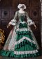 Green Floral Jacquard Brocade Lace Long Sleeve Victorian Dress Holiday Party Costume 2
