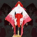 White and Pink Peach Blossom Printed Cosplay Kimono Costume