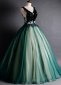Women Green Sequin Sleeveless Evening Prom Ball Gown Dress