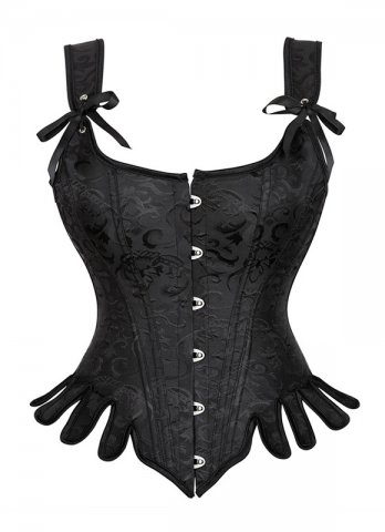 Black Victorian Historically Inspired Jacquard Overbust Corset