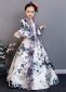 White Black Flower Printed Girls Rococo Bell Princess Dress 2