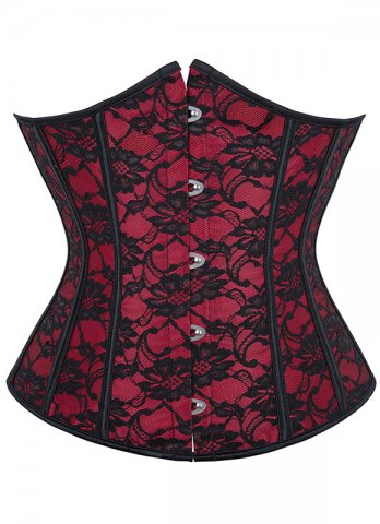 Plus Size Red Lace Underbust Corset