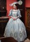 Women Baroque Jacquard Dresses Rococo Floral Blue Party Dresses