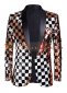 Shiny Plaid Sequins Wedding Groom Blazer Jacket for Men
