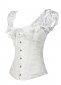 Black White Jacquard Sexy Corset Top with Puff Sleeves 4