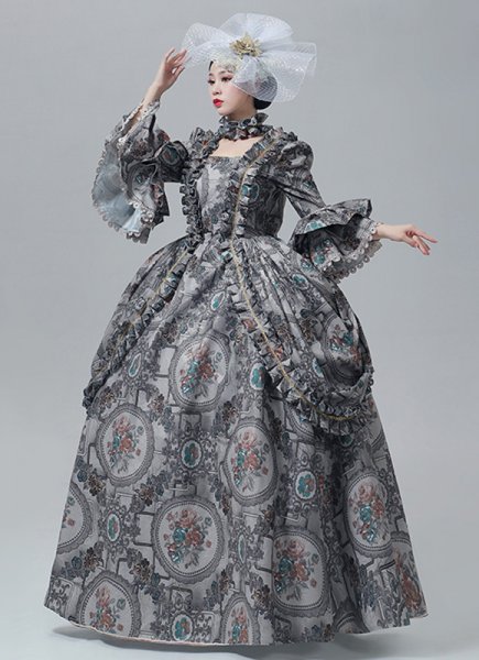 Marie Antoinette Printed Dresses Carnival of Venice Women Costume