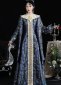 Renaissance Medieval Blue Floral Jacquard Robe Dress