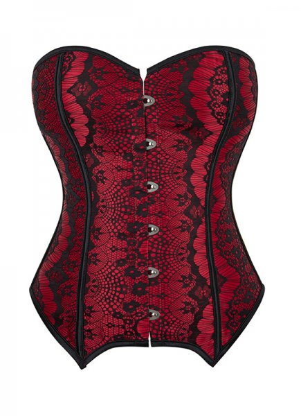 Red And Black Overbust Lingerie Corset