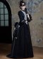 Black Gothic Victorian Bustle Dress Halloween Masquerade Ball Gowns 2
