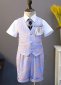 Vintage Brocade Jacquard 5 Piece Kids Boys Formal Blazer Purple