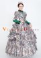 Gray Floral Vintage Rococo Party Dress Reenactment Theater Costume
