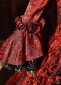 Red Floral Brocade Long Sleeves Tiered Ruffles Floor Length Masquerade Party Dress 7
