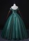 Dark Green Off Shoulder Tulle Long Evening Dress 3