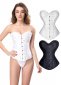 Vintage White Brocade Jacquard Overbust Corset 4