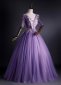 Hot Sale Embroidery Appliques Tulle Prom Dress With Purple